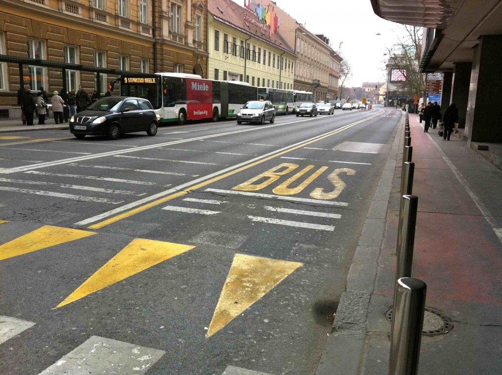 Ljubljana-Bus-Lane-2011 Photo of a bus lane in Ljubljana.