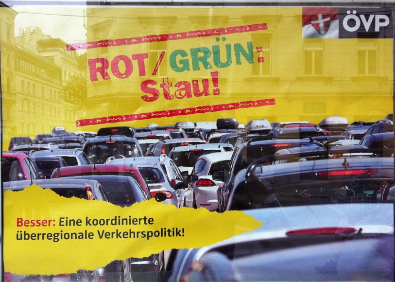 Rot-Grun Stau Vienna political poster