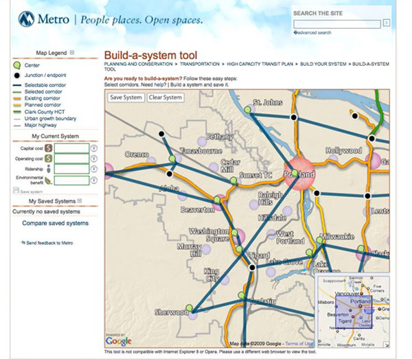 Portland Oregon Metro “Build-a-system-tool” Screenshot: “Build-a-system-tool”