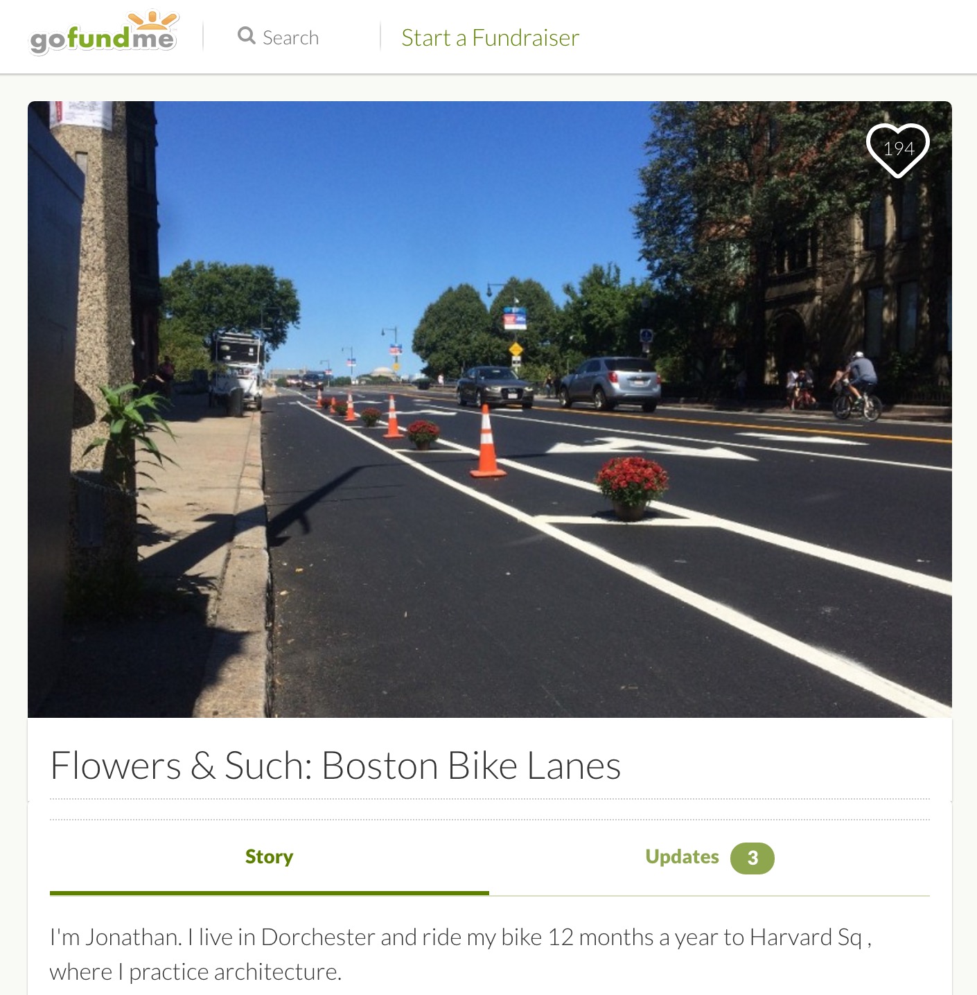 Crowdfunding campaign for adding improvements to bike lanes in Boston.