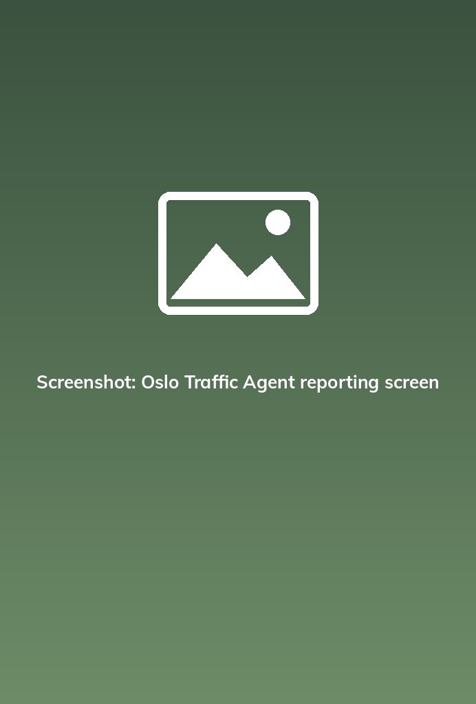 Screenshot: Oslo Traffic Agent reporting screen